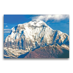 Premium Textil-Leinwand 75 x 50 cm Quer-Format Morgendämmerung über dem schneebedeckten Gipfel des Dhaulagiri I | Wandbild, HD-Bild auf Keilrahmen, Fertigbild auf hochwertigem Vlies, Leinwanddruck von CALVENDO