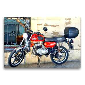 Premium Textil-Leinwand 75 x 50 cm Quer-Format Motorrad der Marke MINSK aus der UdSSR in Havanna | Wandbild, HD-Bild auf Keilrahmen, Fertigbild auf hochwertigem Vlies, Leinwanddruck von Henning von Löwis of Menar