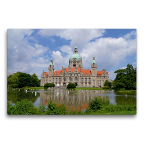 Premium Textil-Leinwand 75 x 50 cm Quer-Format Neues Rathaus in Hannover | Wandbild, HD-Bild auf Keilrahmen, Fertigbild auf hochwertigem Vlies, Leinwanddruck von kattobello