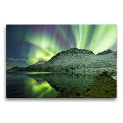 Premium Textil-Leinwand 75 x 50 cm Quer-Format Nordlicht Norwegen | Wandbild, HD-Bild auf Keilrahmen, Fertigbild auf hochwertigem Vlies, Leinwanddruck von Johann Schörkhuber