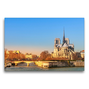 Premium Textil-Leinwand 75 x 50 cm Quer-Format Notre-Dame de Paris und die Seine | Wandbild, HD-Bild auf Keilrahmen, Fertigbild auf hochwertigem Vlies, Leinwanddruck von Alessandro Tortora