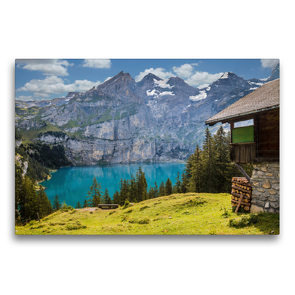 Premium Textil-Leinwand 75 x 50 cm Quer-Format Öschinensee Schweiz | Wandbild, HD-Bild auf Keilrahmen, Fertigbild auf hochwertigem Vlies, Leinwanddruck von Stefan Widerstein – SteWi.info