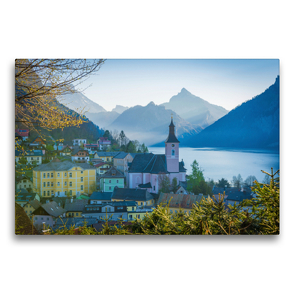 Premium Textil-Leinwand 75 x 50 cm Quer-Format Pfarrkirche in Ebensee | Wandbild, HD-Bild auf Keilrahmen, Fertigbild auf hochwertigem Vlies, Leinwanddruck von Martin Wasilewski