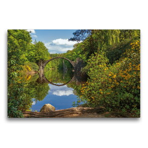 Premium Textil-Leinwand 75 x 50 cm Quer-Format Rakotzbrücke im Rhododrendronpark Kromlau | Wandbild, HD-Bild auf Keilrahmen, Fertigbild auf hochwertigem Vlies, Leinwanddruck von N N