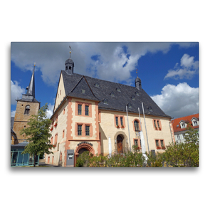 Premium Textil-Leinwand 75 x 50 cm Quer-Format Rathaus in Sömmerda | Wandbild, HD-Bild auf Keilrahmen, Fertigbild auf hochwertigem Vlies, Leinwanddruck von Flori0