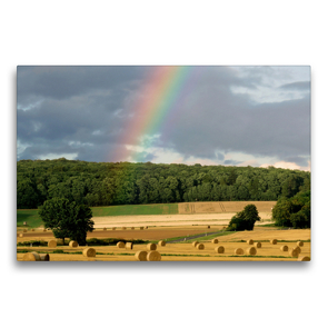 Premium Textil-Leinwand 75 x 50 cm Quer-Format Regenbogen überm Sensenstein | Wandbild, HD-Bild auf Keilrahmen, Fertigbild auf hochwertigem Vlies, Leinwanddruck von Sabine Löwer