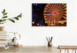 Premium Textil-Leinwand 750 x 500 cm Quer-Format Riesenrad auf dem Weihnachtsmarkt | Wandbild, HD-Bild auf Keilrahmen, Fertigbild auf hochwertigem Vlies, Leinwanddruck von Joachim Petsch