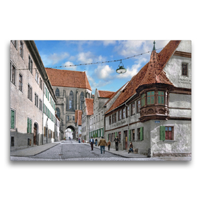 Premium Textil-Leinwand 75 x 50 cm Quer-Format Rothenburg ob der Tauber – Beuerleins Erker um 1899 | Wandbild, HD-Bild auf Keilrahmen, Fertigbild auf hochwertigem Vlies, Leinwanddruck von André Tetsch