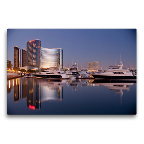 Premium Textil-Leinwand 75 x 50 cm Quer-Format San Diego Marina und Hotel Marriott | Wandbild, HD-Bild auf Keilrahmen, Fertigbild auf hochwertigem Vlies, Leinwanddruck von Peter Schickert