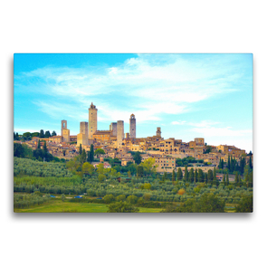 Premium Textil-Leinwand 75 x 50 cm Quer-Format San Gimignano | Wandbild, HD-Bild auf Keilrahmen, Fertigbild auf hochwertigem Vlies, Leinwanddruck von Andrea Bergini