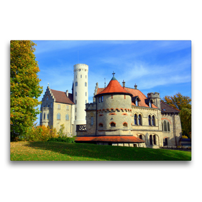 Premium Textil-Leinwand 75 x 50 cm Quer-Format Schloss Lichtenstein | Wandbild, HD-Bild auf Keilrahmen, Fertigbild auf hochwertigem Vlies, Leinwanddruck von GUGIGEI