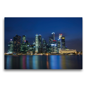 Premium Textil-Leinwand 75 x 50 cm Quer-Format Singapur Skyline bei Nacht | Wandbild, HD-Bild auf Keilrahmen, Fertigbild auf hochwertigem Vlies, Leinwanddruck von Ralf Wittstock