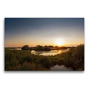 Premium Textil-Leinwand 75 x 50 cm Quer-Format Sonnenuntergang am Teufelsmoor Brandgraben | Wandbild, HD-Bild auf Keilrahmen, Fertigbild auf hochwertigem Vlies, Leinwanddruck von Michael Hömske