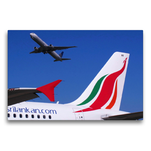 Premium Textil-Leinwand 75 x 50 cm Quer-Format Srilankan Airbus A321 in Zürich | Wandbild, HD-Bild auf Keilrahmen, Fertigbild auf hochwertigem Vlies, Leinwanddruck von N N