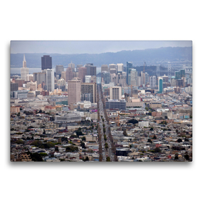 Premium Textil-Leinwand 75 x 50 cm Quer-Format Stadtansicht San Francisco mit Market Street und Downtown | Wandbild, HD-Bild auf Keilrahmen, Fertigbild auf hochwertigem Vlies, Leinwanddruck von Peter Schickert