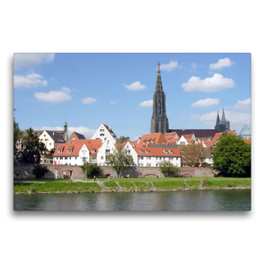 Premium Textil-Leinwand 75 x 50 cm Quer-Format Stadtansicht Ulm mit Stadtmauer | Wandbild, HD-Bild auf Keilrahmen, Fertigbild auf hochwertigem Vlies, Leinwanddruck von Lothar Reupert