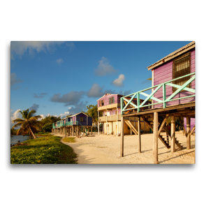 Premium Textil-Leinwand 75 x 50 cm Quer-Format Stelzenhäuser Caye Caulker, Belize | Wandbild, HD-Bild auf Keilrahmen, Fertigbild auf hochwertigem Vlies, Leinwanddruck von Askson Vargard