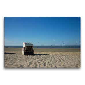 Premium Textil-Leinwand 75 x 50 cm Quer-Format Strandkorb an der Nordsee | Wandbild, HD-Bild auf Keilrahmen, Fertigbild auf hochwertigem Vlies, Leinwanddruck von kattobello