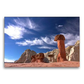 Premium Textil-Leinwand 75 x 50 cm Quer-Format Toadstool Hoodoo im Grand Staircase Escalante National Monument, Utah, USA | Wandbild, HD-Bild auf Keilrahmen, Fertigbild auf hochwertigem Vlies, Leinwanddruck von Markus Pitzer