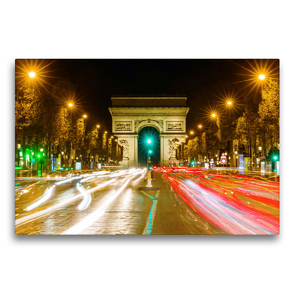 Premium Textil-Leinwand 75 x 50 cm Quer-Format Triumphbogen in Paris bei Nacht | Wandbild, HD-Bild auf Keilrahmen, Fertigbild auf hochwertigem Vlies, Leinwanddruck von Christian Müller