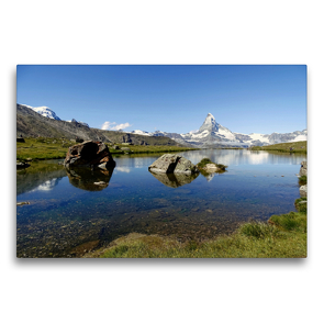Premium Textil-Leinwand 75 x 50 cm Quer-Format Und ewig lockt das Matterhorn…. | Wandbild, HD-Bild auf Keilrahmen, Fertigbild auf hochwertigem Vlies, Leinwanddruck von Susan Michel