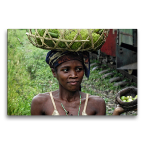 Premium Textil-Leinwand 75 x 50 cm Quer-Format Verkauf von Brotfrucht und Zitronen in Madagaskar am Bahnsteig | Wandbild, HD-Bild auf Keilrahmen, Fertigbild auf hochwertigem Vlies, Leinwanddruck von joern stegen