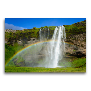 Premium Textil-Leinwand 75 x 50 cm Quer-Format Wasserfall Seljalandsfoss | Wandbild, HD-Bild auf Keilrahmen, Fertigbild auf hochwertigem Vlies, Leinwanddruck von Frauke Scholz