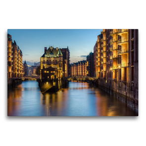 Premium Textil-Leinwand 75 x 50 cm Quer-Format Wasserschloss Hamburg | Wandbild, HD-Bild auf Keilrahmen, Fertigbild auf hochwertigem Vlies, Leinwanddruck von Michael Valjak