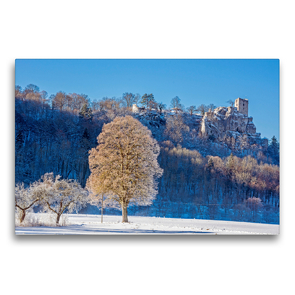 Premium Textil-Leinwand 75 x 50 cm Quer-Format Winterlandschaft im Wiesenttal am Fuße der Burg Neideck | Wandbild, HD-Bild auf Keilrahmen, Fertigbild auf hochwertigem Vlies, Leinwanddruck von Harry Müller