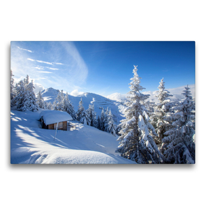 Premium Textil-Leinwand 75 x 50 cm Quer-Format Winterwald am Grießenkar | Wandbild, HD-Bild auf Keilrahmen, Fertigbild auf hochwertigem Vlies, Leinwanddruck von Christa Kramer