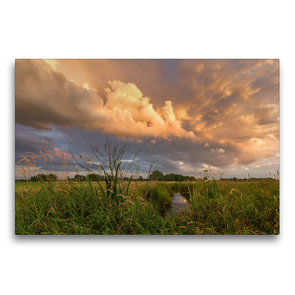 Premium Textil-Leinwand 75 x 50 cm Quer-Format Wolkenhimmel in den Wiesen | Wandbild, HD-Bild auf Keilrahmen, Fertigbild auf hochwertigem Vlies, Leinwanddruck von Michael Hömske