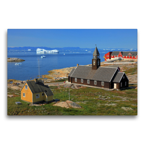 Premium Textil-Leinwand 75 x 50 cm Quer-Format Zion’s Kirche in Ilulissat | Wandbild, HD-Bild auf Keilrahmen, Fertigbild auf hochwertigem Vlies, Leinwanddruck von gro