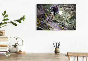 Premium Textil-Leinwand 750 x 500 cm Quer-Format Mountainbike Freeride Momente | Wandbild, HD-Bild auf Keilrahmen, Fertigbild auf hochwertigem Vlies, Leinwanddruck von Dirk Meutzner