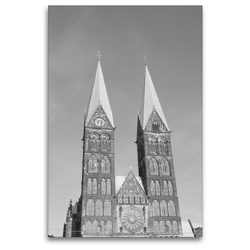 Premium Textil-Leinwand 80 x 120 cm Hoch-Format Bremer Dom | Wandbild, HD-Bild auf Keilrahmen, Fertigbild auf hochwertigem Vlies, Leinwanddruck von kattobello