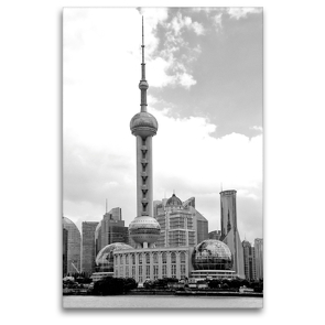 Premium Textil-Leinwand 80 x 120 cm Hoch-Format Fernsehturm Oriental Pearl | Wandbild, HD-Bild auf Keilrahmen, Fertigbild auf hochwertigem Vlies, Leinwanddruck von Nina Schwarze