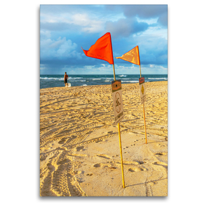 Premium Textil-Leinwand 80 x 120 cm Hoch-Format Flaggen am Strand | Wandbild, HD-Bild auf Keilrahmen, Fertigbild auf hochwertigem Vlies, Leinwanddruck von Christian Müller