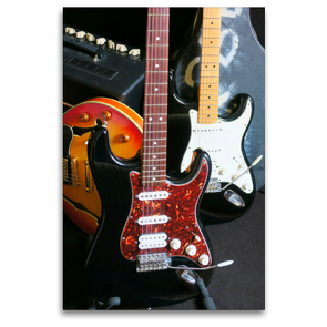 Premium Textil-Leinwand 80 x 120 cm Hoch-Format Gitarren Backstage | Wandbild, HD-Bild auf Keilrahmen, Fertigbild auf hochwertigem Vlies, Leinwanddruck von Renate Bleicher