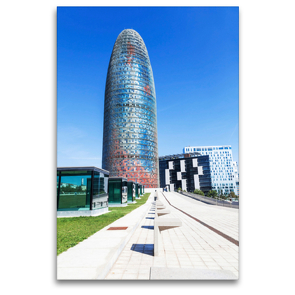 Premium Textil-Leinwand 80 x 120 cm Hoch-Format High-Tech-Architektur (Moderne) – Torre Agbar in Barcelona, Spanien | Wandbild, HD-Bild auf Keilrahmen, Fertigbild auf hochwertigem Vlies, Leinwanddruck von Christian Müller