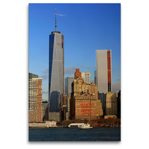 Premium Textil-Leinwand 80 x 120 cm Hoch-Format Manhattan Skyline von New York City | Wandbild, HD-Bild auf Keilrahmen, Fertigbild auf hochwertigem Vlies, Leinwanddruck von Jana Thiem-Eberitsch