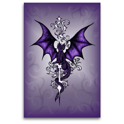 Premium Textil-Leinwand 80 x 120 cm Hoch-Format Ornament Drache | Wandbild, HD-Bild auf Keilrahmen, Fertigbild auf hochwertigem Vlies, Leinwanddruck von Petra Haberhauer / Pezi Creation