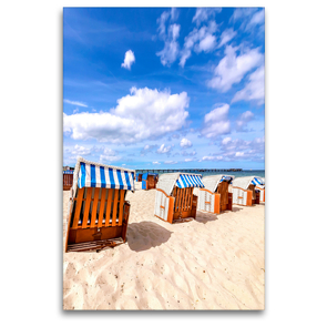 Premium Textil-Leinwand 80 x 120 cm Hoch-Format Strandkörbe am Strand | Wandbild, HD-Bild auf Keilrahmen, Fertigbild auf hochwertigem Vlies, Leinwanddruck von Andrea Dreegmeyer