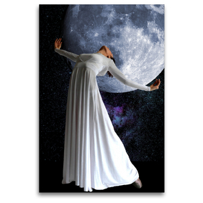 Premium Textil-Leinwand 80 x 120 cm Hoch-Format Tanz mit dem Mond | Wandbild, HD-Bild auf Keilrahmen, Fertigbild auf hochwertigem Vlies, Leinwanddruck von Harald Fischer