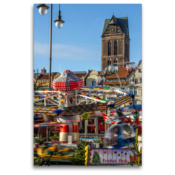 Premium Textil-Leinwand 80 x 120 cm Hoch-Format Weihnachtstrubel auf dem Wismarer Marktplatz | Wandbild, HD-Bild auf Keilrahmen, Fertigbild auf hochwertigem Vlies, Leinwanddruck von Holger Felix