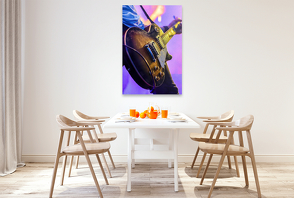 Premium Textil-Leinwand 800 x 1200 cm Hoch-Format Gitarrist mit legendärer Les Paul | Wandbild, HD-Bild auf Keilrahmen, Fertigbild auf hochwertigem Vlies, Leinwanddruck von Renate Utz