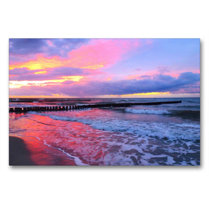 Premium Textil-Leinwand 90 x 60 cm Quer-Format Abendstimmung am Meer | Wandbild, HD-Bild auf Keilrahmen, Fertigbild auf hochwertigem Vlies, Leinwanddruck von Claudia Schimmack