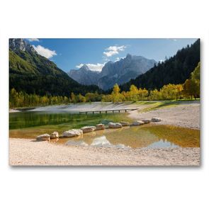 Premium Textil-Leinwand 90 x 60 cm Quer-Format Alpiner See Jasna im Herbst | Wandbild, HD-Bild auf Keilrahmen, Fertigbild auf hochwertigem Vlies, Leinwanddruck von iPics Photography