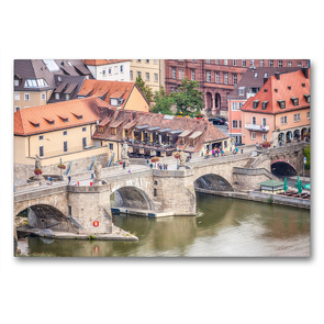 Premium Textil-Leinwand 90 x 60 cm Quer-Format Alte Mainbrücke | Wandbild, HD-Bild auf Keilrahmen, Fertigbild auf hochwertigem Vlies, Leinwanddruck von Liselotte Brunner-Klaus