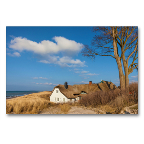 Premium Textil-Leinwand 90 x 60 cm Quer-Format Altes Deichhaus in Ahrenshoop | Wandbild, HD-Bild auf Keilrahmen, Fertigbild auf hochwertigem Vlies, Leinwanddruck von Christian Müringer