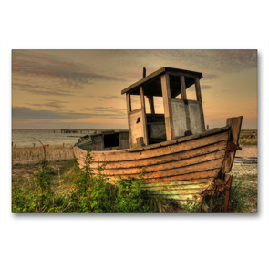 Premium Textil-Leinwand 90 x 60 cm Quer-Format Altes Fischerboot | Wandbild, HD-Bild auf Keilrahmen, Fertigbild auf hochwertigem Vlies, Leinwanddruck von N N