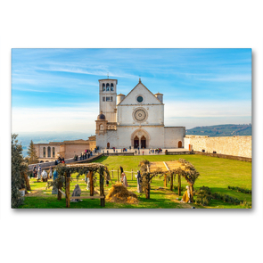 Premium Textil-Leinwand 90 x 60 cm Quer-Format Assisi – Mittelalterliches Herz Italiens | Wandbild, HD-Bild auf Keilrahmen, Fertigbild auf hochwertigem Vlies, Leinwanddruck von Alessandro Tortora